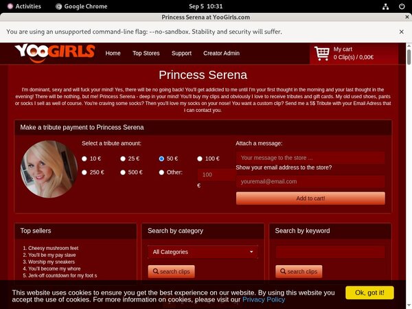 Princess Serena Account Info Princess Serena Account Info